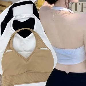 เสื้อชั้นในยกทรงเชือกคล้องคอแฟชั่นเซ็กซี่สำหรับผู้หญิงสายบราทรงสปอร์ตชั้นในเสื้อกล้ามกันกระแทกเสื้อตัวบนผู้หญิงฟรี - ชุด 9 สี