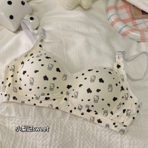 ชุดชั้นในไร้รอยต่อสําหรับเด็กผู้หญิงบาง ฤดูร้อน แมวป้องกันการหย่อนคล้อย ดีไซน์ บราใส่สบายสําหรับนักเรียนวัยรุ่น บรา 3/4 ถ้วย