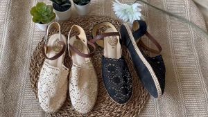 [ส่งเร็วพิเศษ!] (พร้อมส่ง) Sz.36-45 มี Bigsize)มีเก็บเงินปลายทางรองเท้าลูกไม้โครเชทรงเปิดส้น สายรัดข้อเท้าแบบน่ารัก ใส่สบายมากกค่ะ