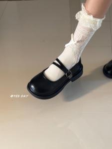 YesDay Adorable round Toe Flat Bottom Mary Jane Shoes Womens Fashion Single Shoes PU Material Comfortable All Season Shoes
