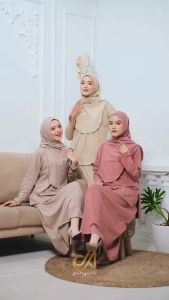 Jabayaska - Xavia Set 3in1 | Clothing Set Setelan Muslim Baju Atasan Bawahan Rok Bahan Katun Combet