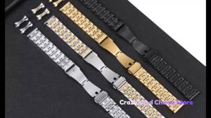 18/20/22/24mm Stainless Steel Watch Band Curved Flat End Metal Bracelet SilverGoldBlack Fold Buckle Business Universal Men Strap