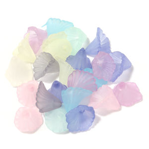 100pcs/lot Frosted Acrylic Flower Beads Caps Mixed Color Loose Spacer Beads For Jewelry Making DIY Bracelet Necklace Accessories