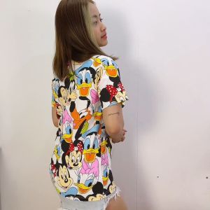 015 COD Kaos Wanita Mickey & Friends Full Print Dewasa