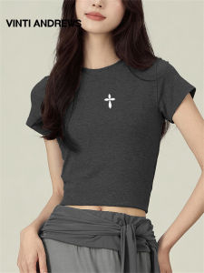 Petite Ice Silk Short Sleeve Fitted T-shirt