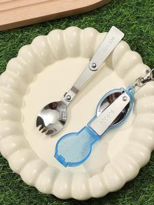 Portable Folding 304 Stainless Steel Spoon Creative Outdoor Travel Camping Picnic Utensils Soup Spoon Rice Spoon Dining Spoon