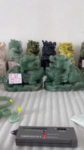 Cặp tỳ hưu thạch anh xanh tự nhiên dài 20 cm nặng 55 kg cả cặp