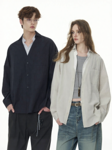 FORNINES | Layered False Two-Piece Long Sleeve Shirt Spring and Autumn Casual Blouse