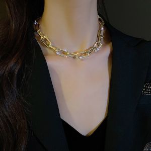 MIAOYA INS Thick Chain Necklace Female High Quality Geometric Crystal Accessories Fashion Jewelry Gift