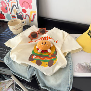 Childrens Summerwear Short Sleeve T-Shirt Loose Cartoon Base Shirt Stylish Kids Fashion Dollwear All Ages Suitable round Neck
