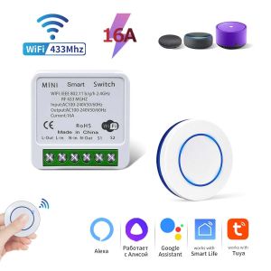 Tuya RF433+WIFI Smart Switch Wireless Switch 16A and RF433 Remote Control Switch Smart Life APP Alexa Google Home Voice Control