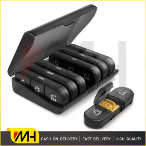 Portable Pill Box 21 Grid Black Pill Box Sorting Box Seven Days a Week Pill box that can be sliced