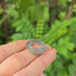 Nhẫn đaa nguyên khối Ngọkc Agte Xanh Lá vân loang bản cao cho mệnh Mộc và Hỏa - Phong Thủy TUDO