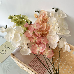 8-หัวดอกไม้ประดิษฐ์ผ้าไหมกล้วยไม้ผีเสื้อ Phalaenopsis ตกแต่งบ้าน แต่งงาน 68 ซม