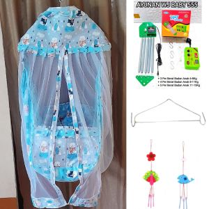 Paket Lengkap Ayunan Bayi + Mesin Ayunan Listrik dan Per 5 + Hanger Segitiga + Mainan Gantungan
