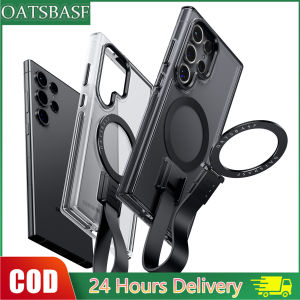 OATSBASF Transparent Bumper Phone Case with Detachable Lanyard Kickstand for Samsung Galaxy S24 Ultra