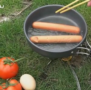 8pcs ชุดหม้อสนามแค้มปิ้ง อุปกรณ์แคมป์ปิ้ง ชุดหม้อสนาม กระทะสนาม หม้อตั้งแค้มป์ หม้อสนามพกพา