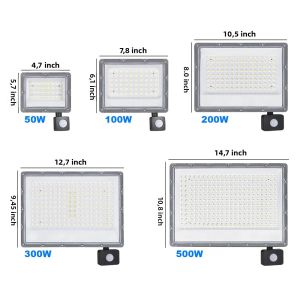 Đèn Pha LED Ngoài Trời Tích Hợp Cảm Biến Chuyển Động PIR - Chống Nước 50W-500W Đèn Chiếu Sáng Phản Quang Cho Đường Phố Sân Vườn Tường Kiểu Dáng Hiện Đại Thân Nhôm