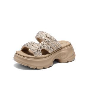 Belle | Glitter Star Flat Sandal Shoes Thick Sole Height-Increasing