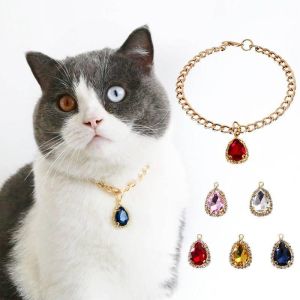 Metal Crystal Diamond Pendant Cat Dog Collar Necklace Adjustable Princess Birthday Party Necklace Pet Accessories