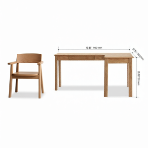 YUANSHI YUANSU | Solid Wood Corner Desk Bookshelf Combo