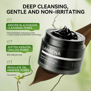 LANBENA Black Head Remover Bamboo Charcoal Plants Facial Mask Deep Cleansing Strips Blackhead Remover Mask Oil Control Pore Mask 30g Skincare