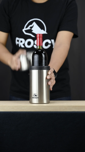 FROSCY กระบอกเก็บความเย็นแช่ไวน์ ที่เก็บไวน์เย็น สแตนเลส สูญญากาศ เย็นนาน ใช้ได้กับขวดไวน์และแชมเปญหลากหลายยี่ห้อ Wine Cooler Bottle Vacuum // FC-WBC1