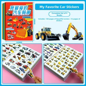XIAOSHUGUOGUO | Educational Car Sticker Book for 3-6 Year Old Boys Stickers