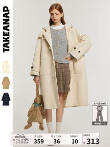 TAKEANAP Womens Woolen Coat with Button Cotton Lining Sweet College Style Short Size Sleepytime Retro Autumn Winter Coat