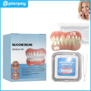 PIORPOY 1Pair Denture Silicone Kit Adjustable Snap-in Denture Set Teeth Braces Bracket Temporary Tooth Decoration Model Dental