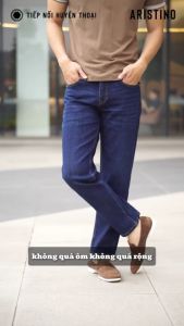 Quần jeans nam Aristino Regular Fit hiệu ứng wash cao cấp co giãn mặc đi làm đi chơi AJN0060S0