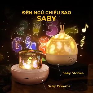 Đèn ngủ chiếu sao Saby Dreamz Saby Stories hình số đếm đèn ngủ chiếu sao pin sạc loa bluetooth xoay 360 độ 3 màu ánh sáng phim chiếu đa dạng quà tặng tết thiếu nhi