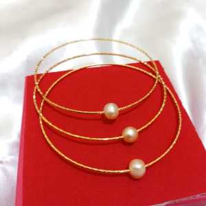 3pcs gelang keroncong rhodium mutiara air tawar asli lombok