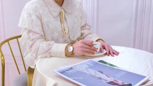 OLEVS | OLEVS 5536 Đồng Hồ Nữ Sang Trọng Màu Vàng Hồng Đính Kim Cương Có Màn Hình Phát Sáng Chống Thấm Nước Chuyển Động Thạch Anh Dây Đeo Bằng Thép Không Gỉ