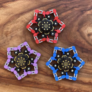 Kids Mechanical Fingertip Gyro Deformation Rotate Overlapping Arhat Hand Spinner Boy Decompression Toy TikTok Black Technology