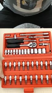 46pcs 1/4-Inch Socket Set Car Repair Tool Ratchet Torque Wrench Combo Tools Kit Auto Repairing