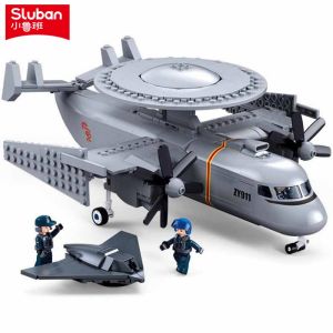 Sluban | 291PCS Military KJ-600S AEW Model Bricks Airborne Early Warning Aircraft Building Blocks Sets Educational Toys for Children