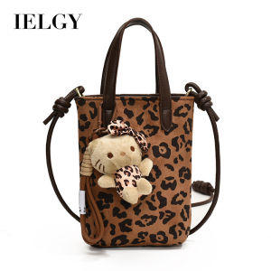 IELGY Autumn Winter Retro Niche Leopard Print Bag All-Match Cross-Body Suede Suede Mobile Phone Bag