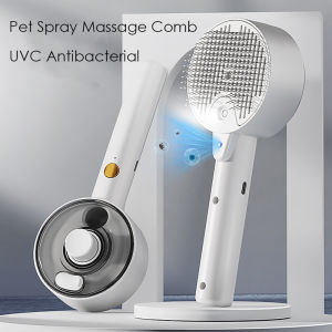 Pet Spray Grooming Comb Pet Hair Cleaner Brush Floating Messy Hair Cleaning Dog Cat Lint Removal Brush for Dogs Cats with Electric Spray Water Steam and UVC sterilization Grooming Brush