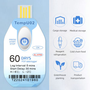 Disposable USB Temperature Data Logger 60/90 Days Datalogger 42000 Points PDF Report Temp Recorder Thermometer for Cold-chain