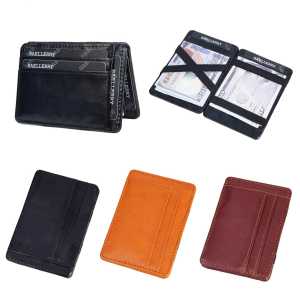 Business Thin Multi-Functional Short Bifold Card Holder Simple Elastic Nylon Belt Multi-Slot Wallet