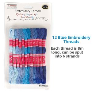 Blue Gradient Embroidery Cotton Thread Kit
