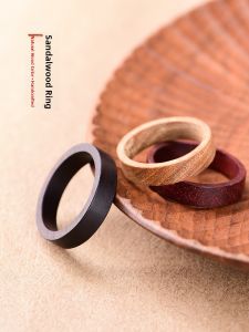 Handmade Wooden Rings Couples Set Purple Sandalwood Mens Womens Ethnic Style Engraved Finger Ring Jewelry Accessory