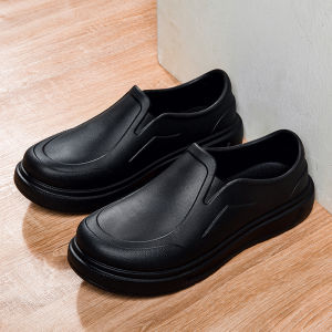 Comfortable Mens Slip-On Shoes Black Waterproof Non-Slip Kitchen Casual Wearable Large Sizes 45 46 Breathable EVA Sole