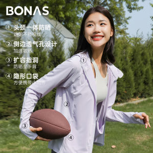 เสื้อคลุมกันแดดสำหรับผู้หญิง BONAS ฤดูร้อน ป้องกันรังสียูวี สวมใส่สบาย ระบายอากาศได้ดี ปกป้องผิว ดีไซน์ลำลอง สไตล์ลำลอง