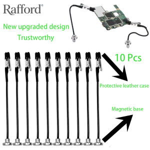 Rafford 10Pcs Alligator Clip Sticks | Rubber Tips + MagneticBaseBendable Metal Wire Clips for Hobby Modeling & DIY Projects
