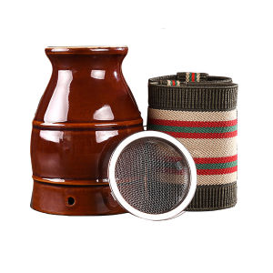 Double-Layer Heat-Insulating Ceramic Handheld Gua Sha Cup Multifunctional Portable Moxibustion Mug for Home Use on Whole Body
