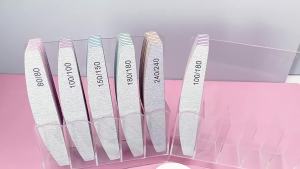 Bộ 5 Dũa Móng Tay Hai Mặt Hình Bán Nguyệt Giấy Nhám Với 80/100/150/180/240 Grits Dụng Cụ Tẩy Lớp Vảy Móng Tay Dụng Cụ Làm Móng Tay