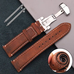 Retro Genuine Leather Watch Strap 20mm 22mm Oil Wax Cowhide Leather Band 4 Colors Quick Release Watchband Men Business Bracelet