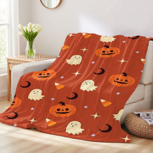 Beast Kingdom | Chăn Flannel Bí Ngô Halloween Mềm Mại Chăn Sofa Lông Nhung Thân Thiện Với Da Chống Xù Lông Kiểu Dáng Hiện Đại Chất Liệu 100% Polyester